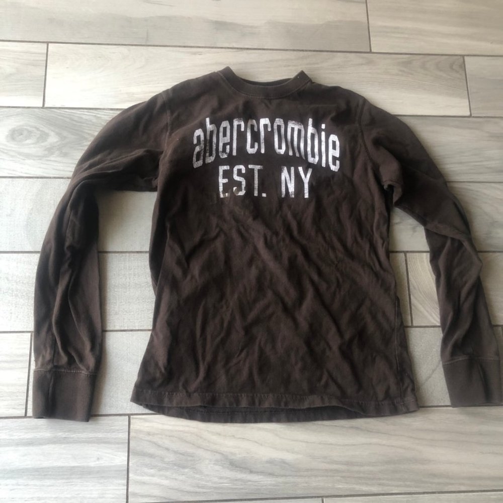 abercrombie boys xl brown long sleeve shirt
